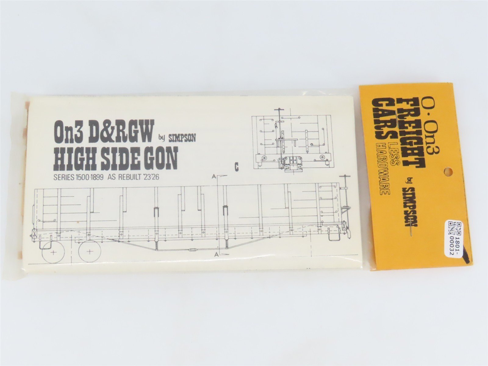 On3 Scale Simpson Kit 130 D&RGW Denver & Rio Grande Western High Side Gondola