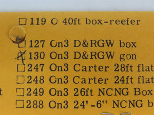 On3 Scale Simpson Kit 130 D&RGW Denver & Rio Grande Western High Side Gondola