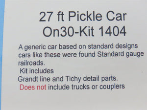 On30 Scale Rslaserkits Kit 1404 Undecorated 27' Pickle Car - SEALED