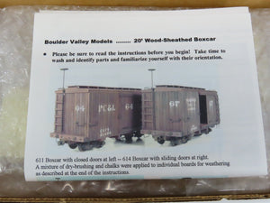 On30 Scale Boulder Valley Models Resin Kit 611 20' Wood-Sheathed Box Car