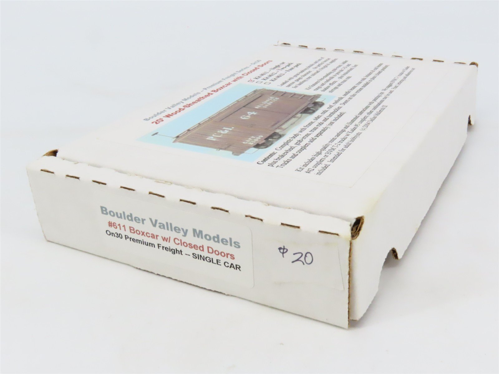 On30 Scale Boulder Valley Models Resin Kit 611 20' Wood-Sheathed Box Car
