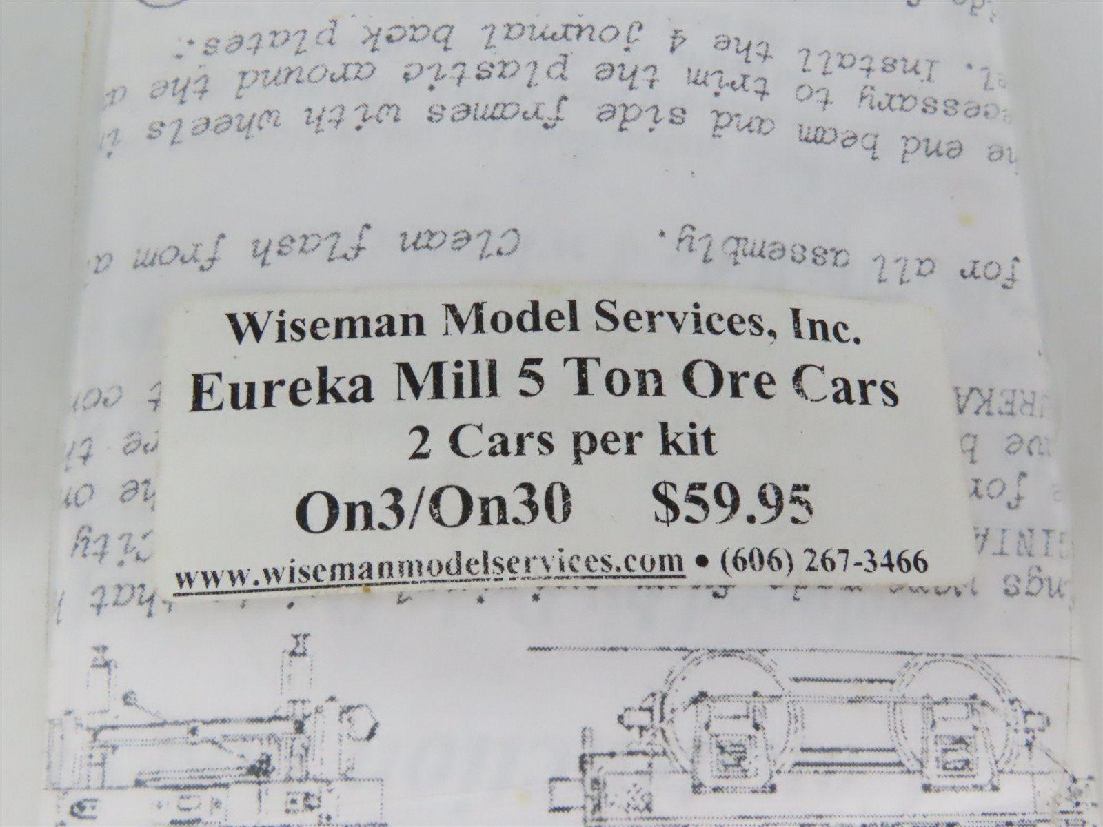 On30 Scale Wiseman Model Services Kit Eureka Mill 5 Ton Ore Cars (2)
