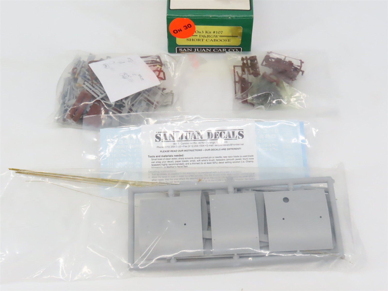 On30 Scale San Juan Car Co. Kit 107 D&RGW Rio Grande Short Caboose