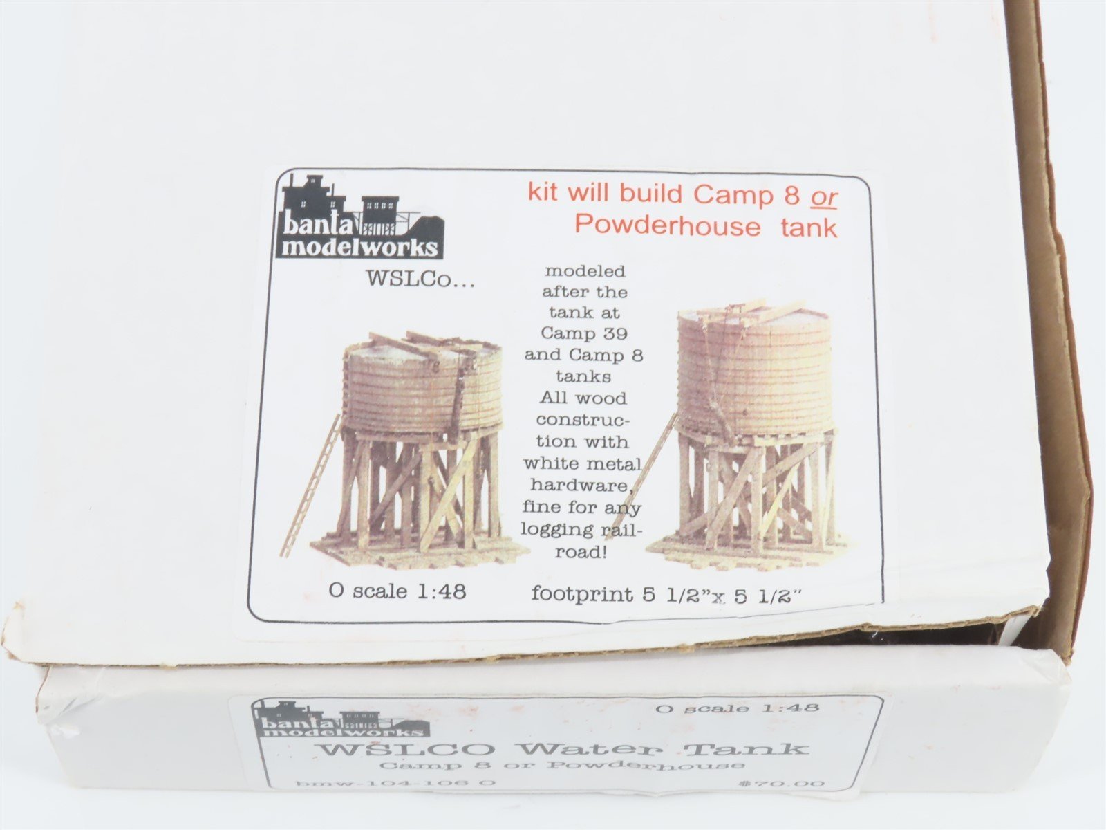 O Scale Banta Modelworks BNW-104-106 Camp 8 or Powderhouse Tank Kit