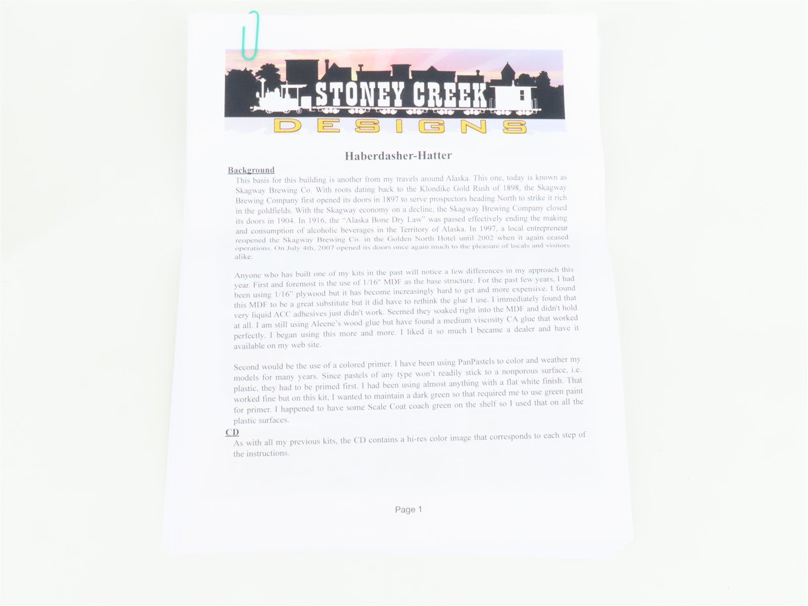 O Scale Stoney Creek Designs Kit 051 Haberdashery & Hatter