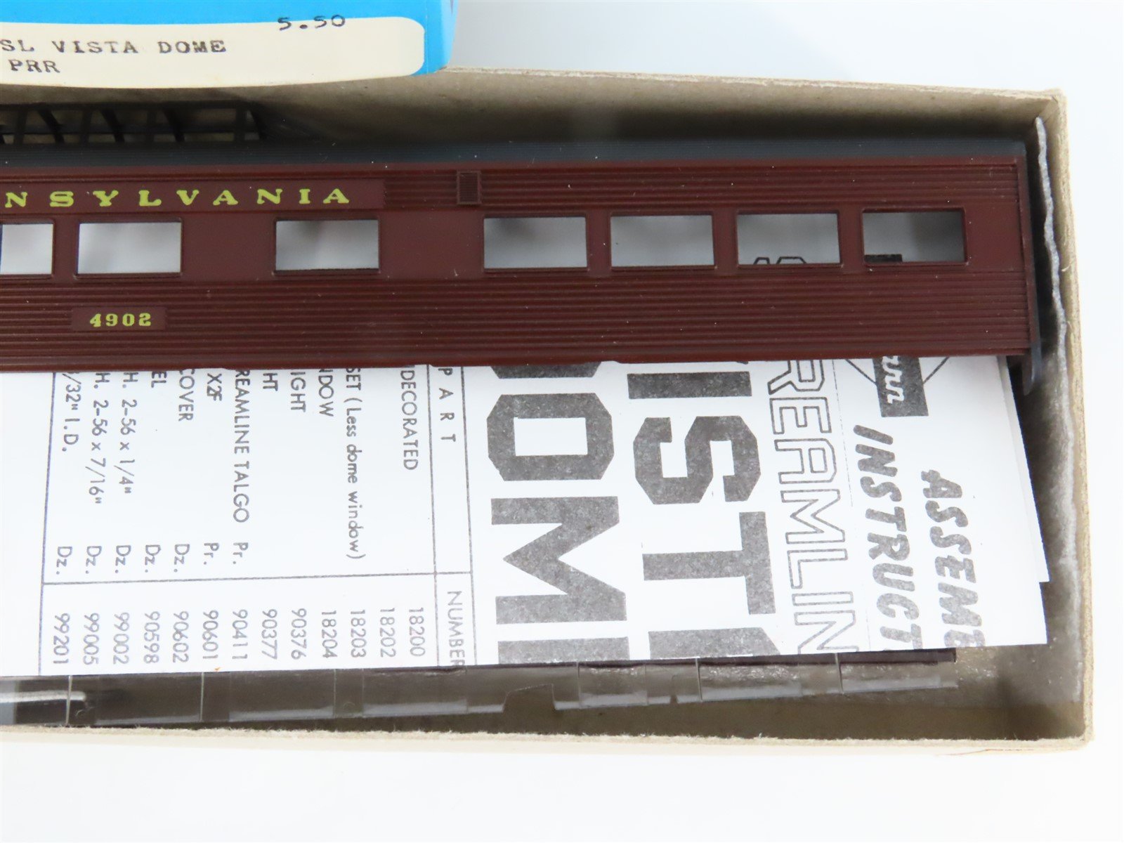 HO Athearn Kit 1822 PRR Pennsylvania Streamlined Vista Dome Passenger #4902