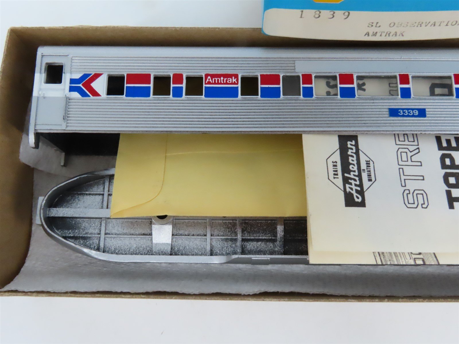 HO Scale Athearn Kit 1839 AMTK Amtrak Streamlined Observation Passenger #3339