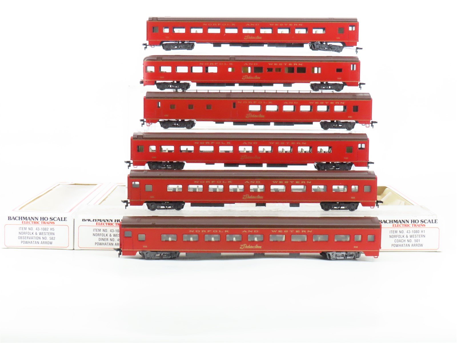 HO Scale Bachmann 43-1290 N&W "Powhatan Arrow" Passenger 6-Car Set #1