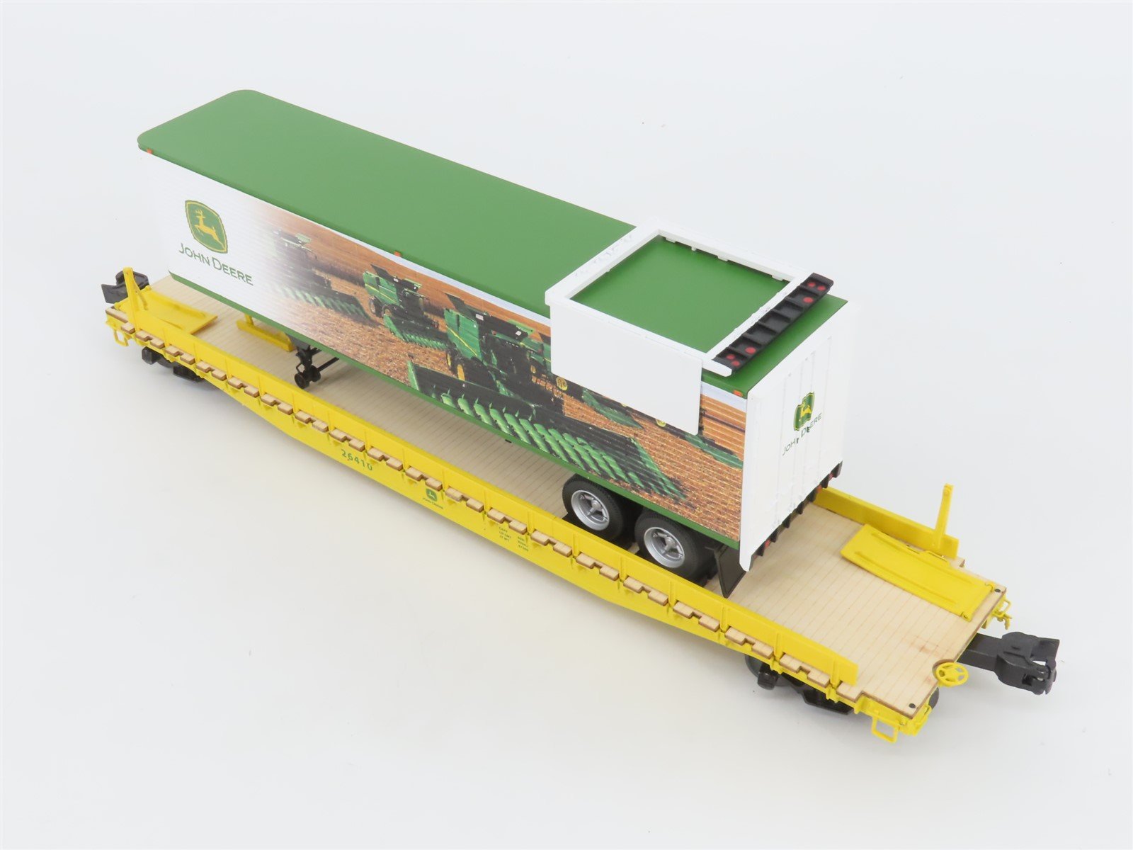 O 3-Rail Lionel 2326410 LP84898 John Deere 50' TOFC Flat Car #26410 w/ Trailer