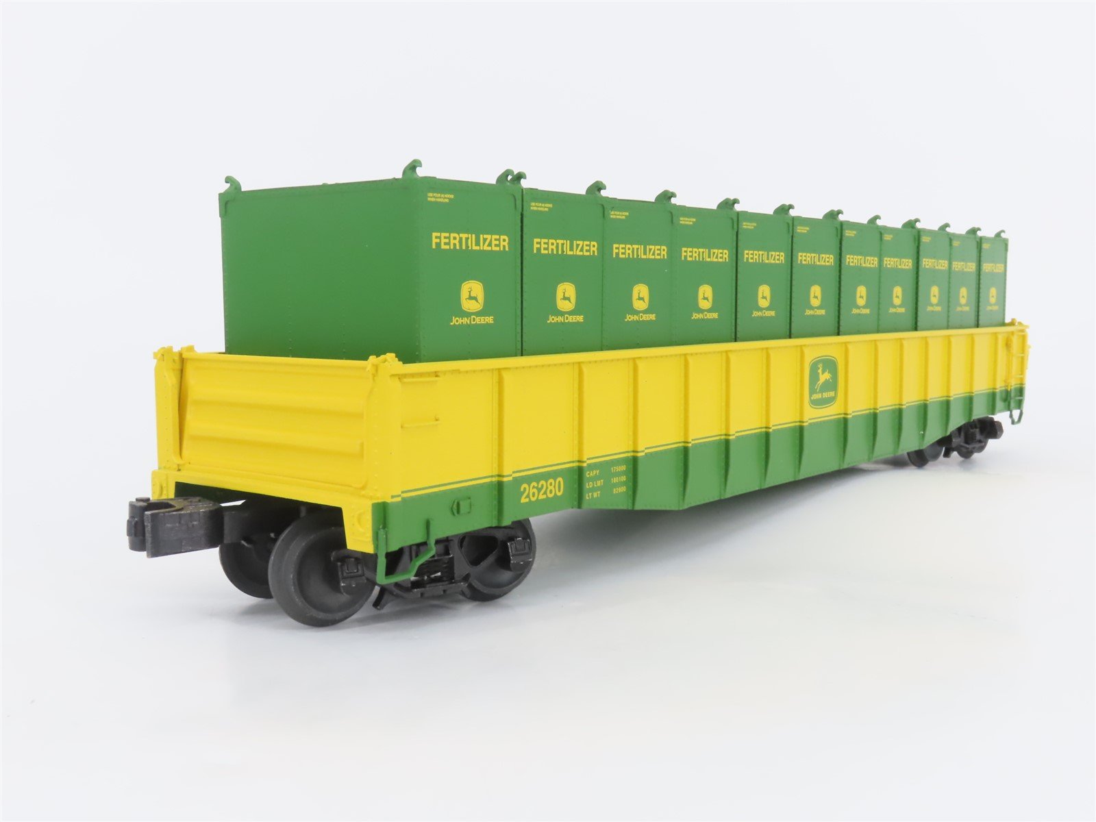 O 3-Rail Lionel 2426280 LP86322 John Deere 50' Gondola #26280 w/ Containers
