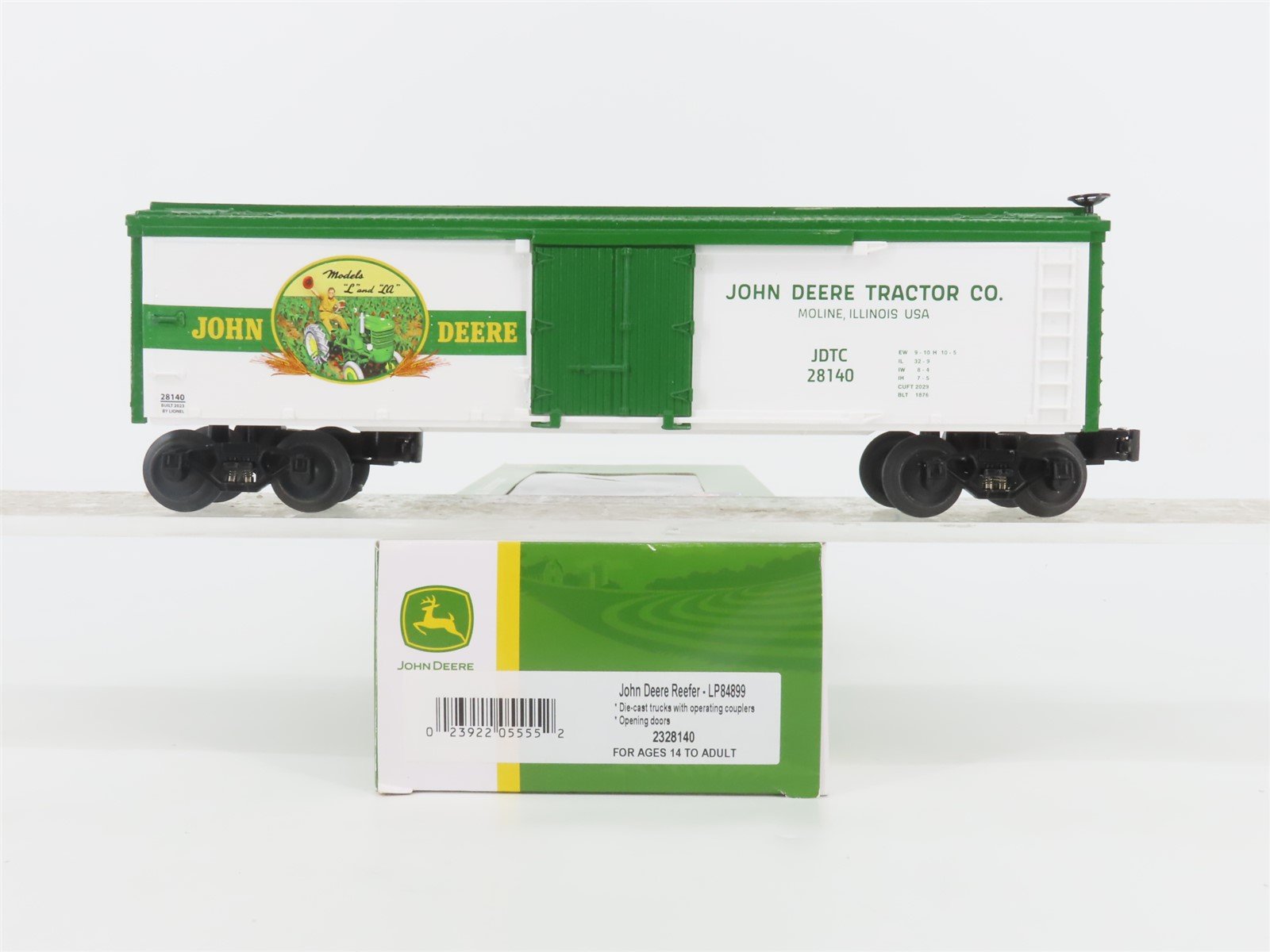 O Gauge 3-Rail Lionel 2328140 LP84899 JDTC John Deere 40' Wood Reefer #28140