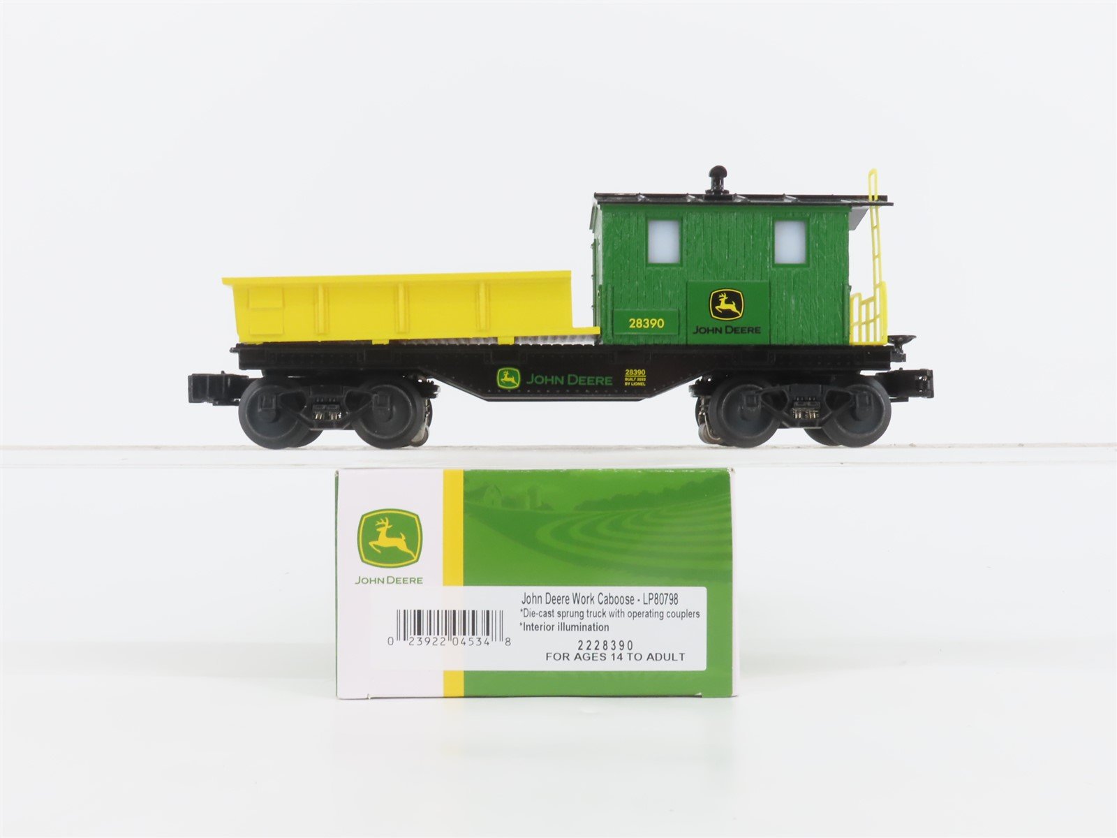 O Gauge 3-Rail Lionel 2228390 LP80798 John Deere Work Caboose #28390 w/ Lighting