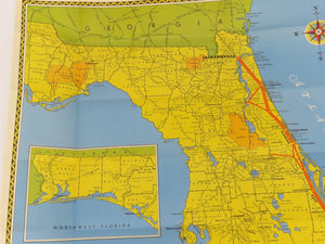 Vintage FEC Florida East Coast Railway Flagler System Fold-Out Map 1948