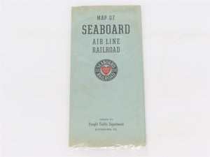 Vintage SAL Seaboard Air Line Railroad Freight Traffic Dept. Fold-Out Map 1959