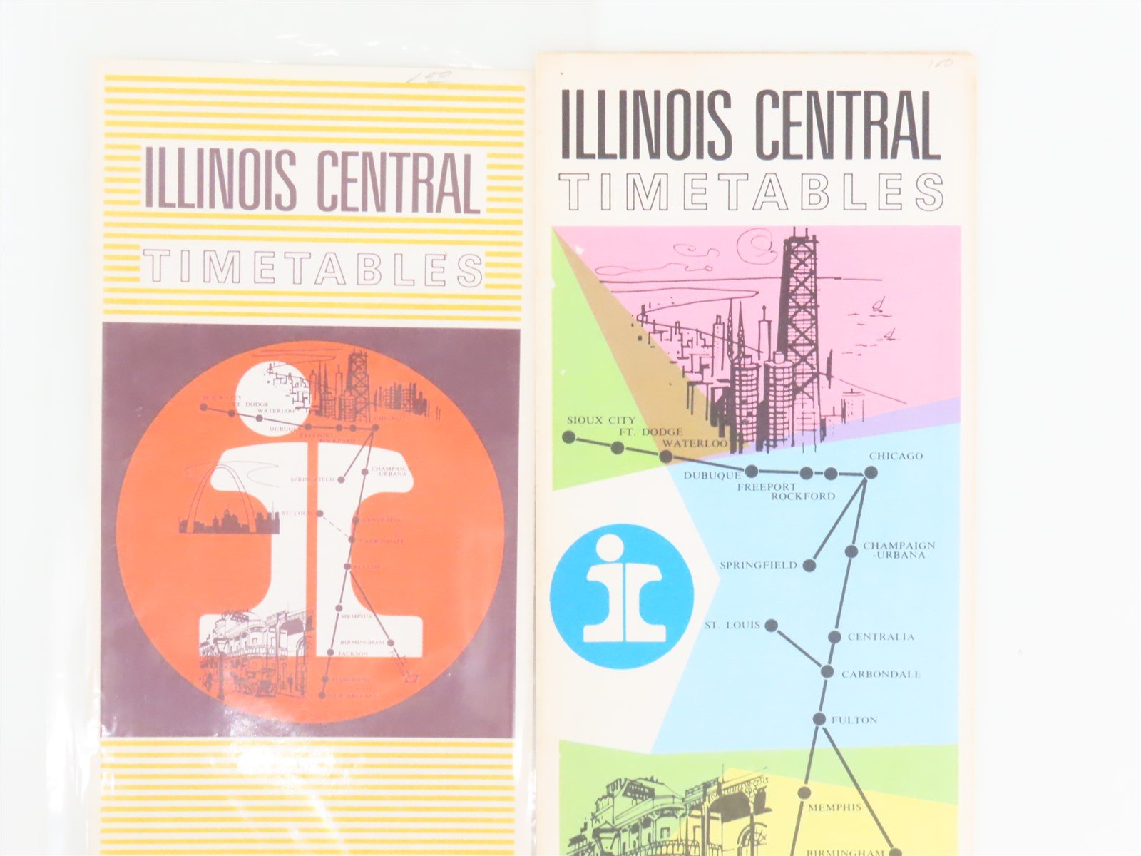 LOT of 4 Vintage IC Illinois Central Railroad Public Timetables 1960s/70s