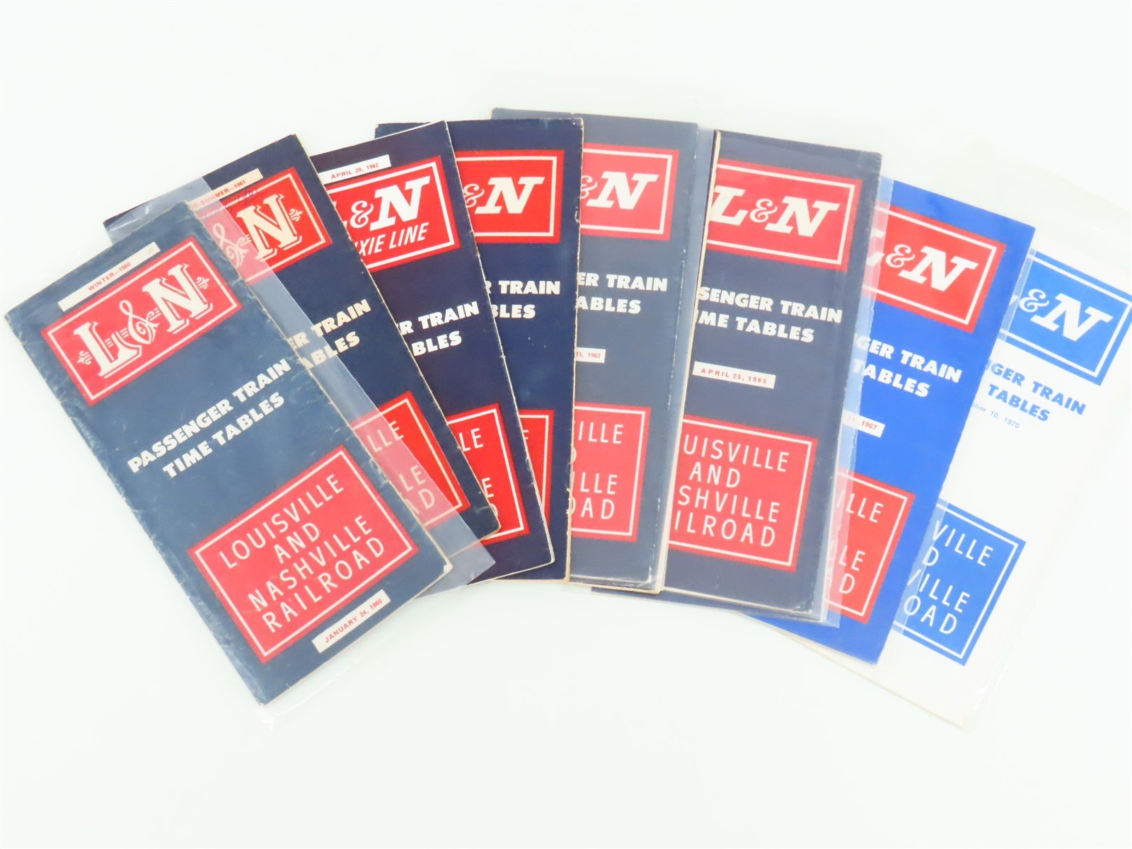 LOT of 10 L&N Louisville & Nashville Railroad Public Timetables 1960-1970