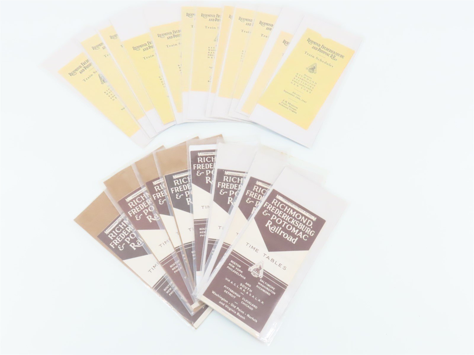 LOT of 21 Vintage RF&P Richmond Fredericksburg & Potomac Public Timetables 1940s