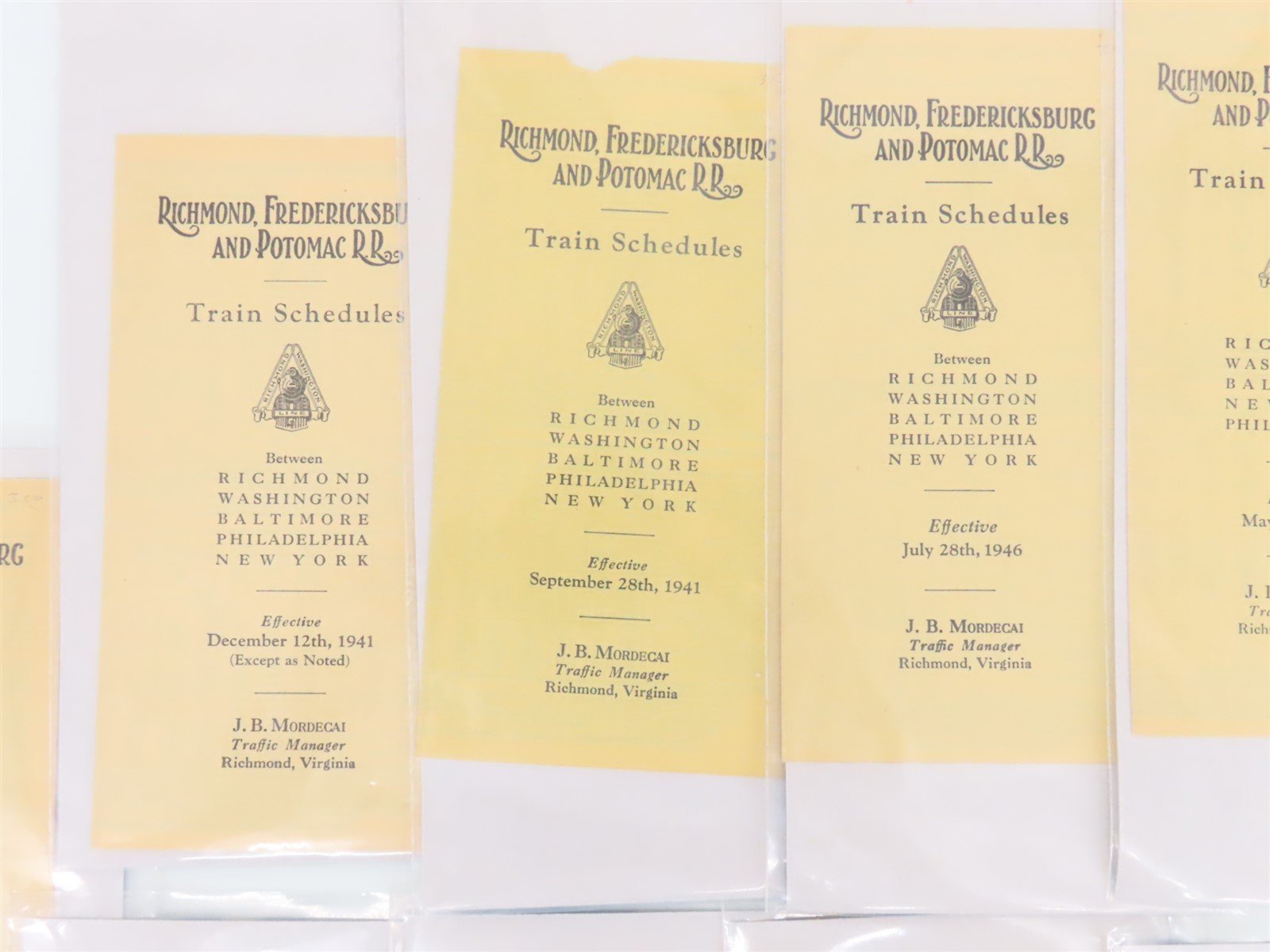 LOT of 21 Vintage RF&P Richmond Fredericksburg & Potomac Public Timetables 1940s