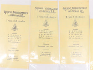 LOT of 21 Vintage RF&P Richmond Fredericksburg & Potomac Public Timetables 1940s