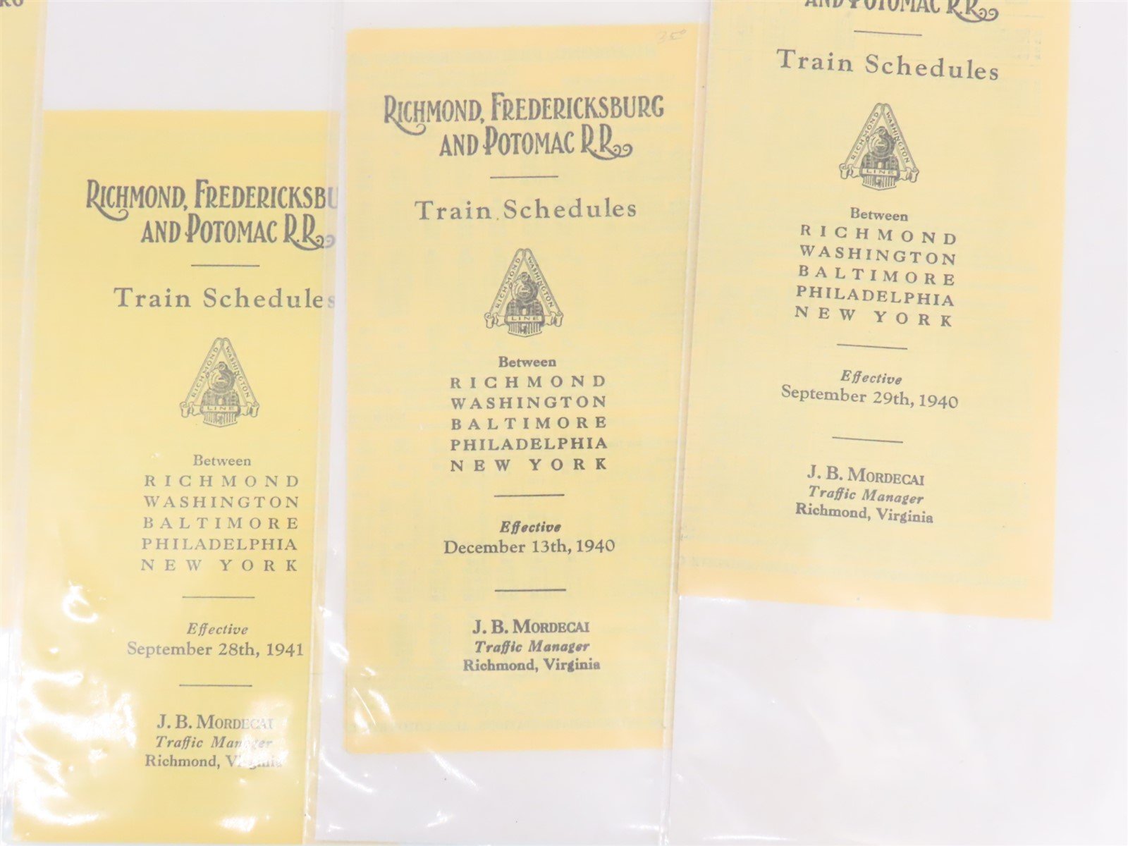 LOT of 21 Vintage RF&P Richmond Fredericksburg & Potomac Public Timetables 1940s