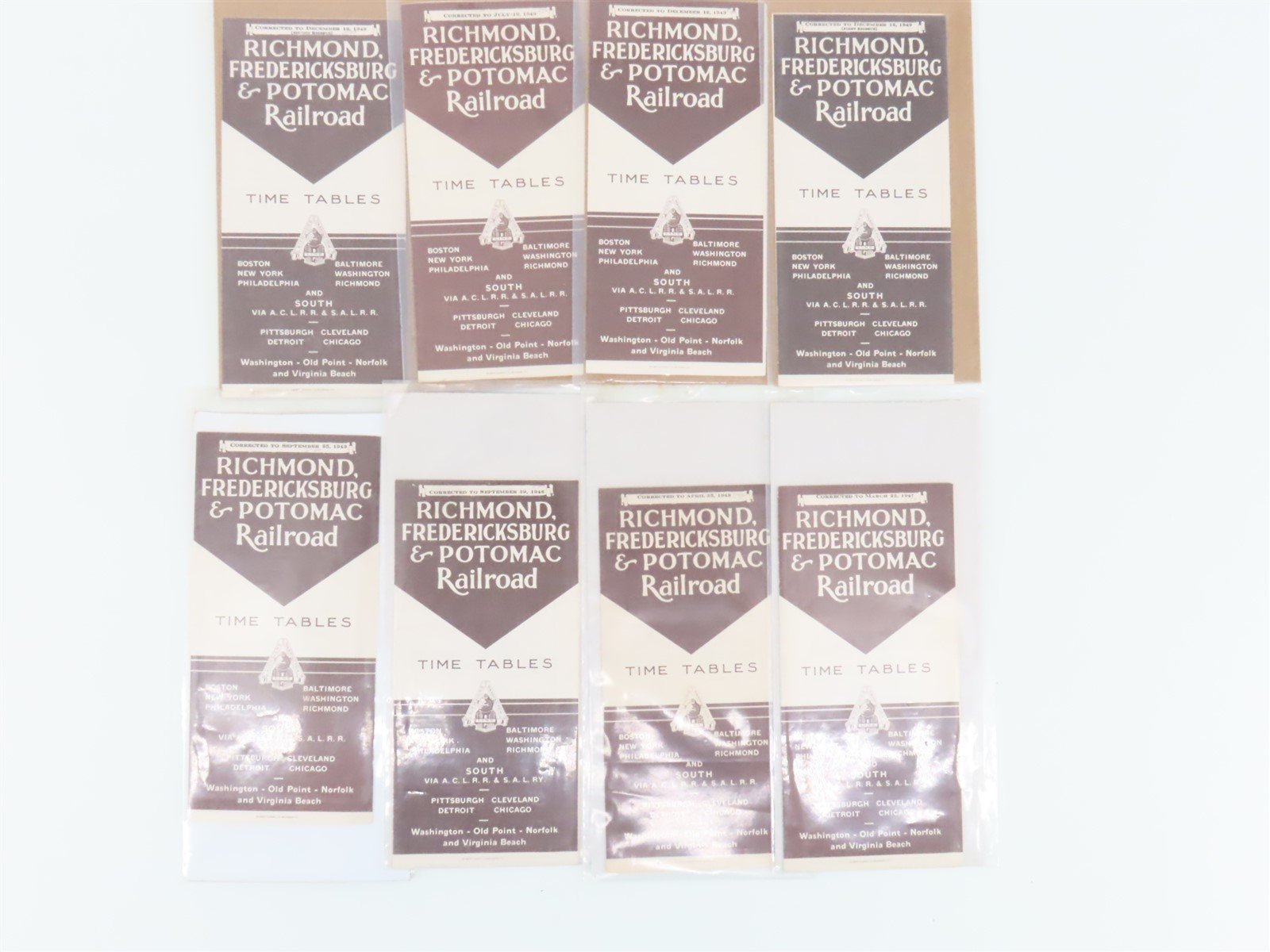LOT of 21 Vintage RF&P Richmond Fredericksburg & Potomac Public Timetables 1940s