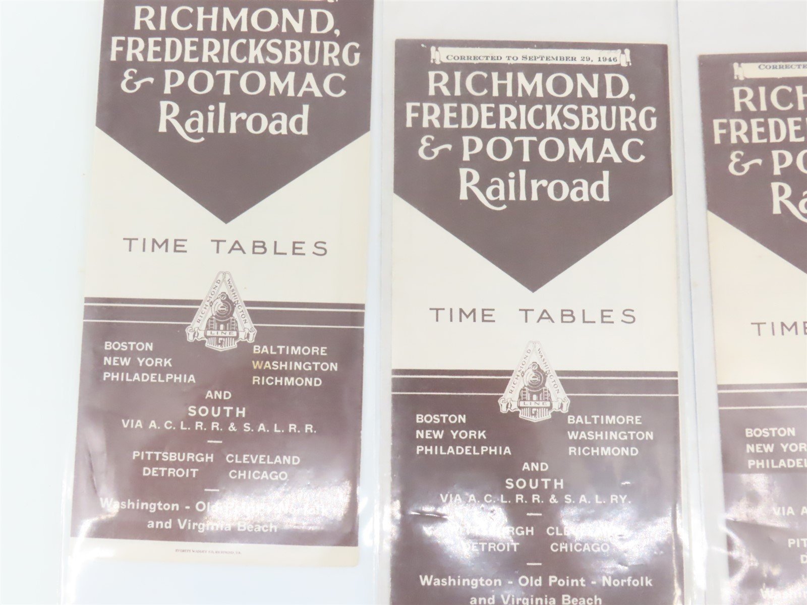 LOT of 21 Vintage RF&P Richmond Fredericksburg & Potomac Public Timetables 1940s