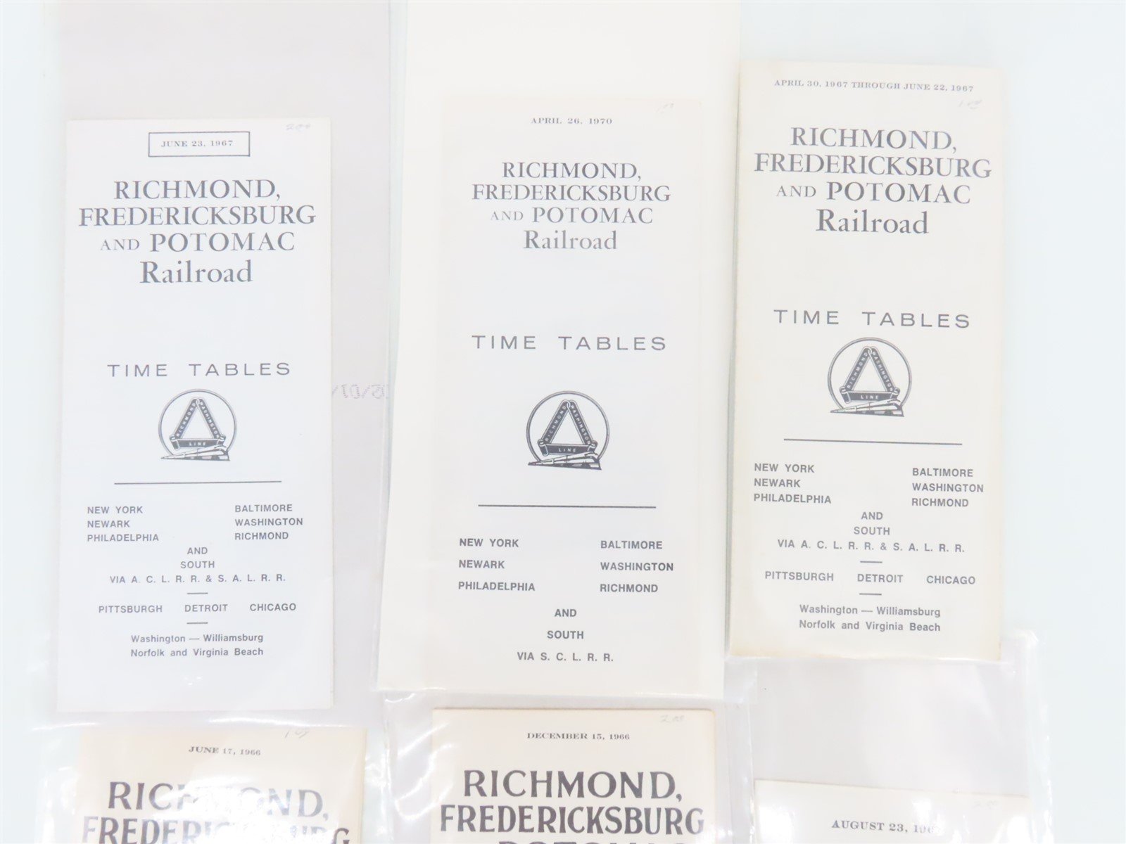 LOT of 13 RF&P Richmond Fredericksburg & Potomac Public Timetables 1960s/1970s