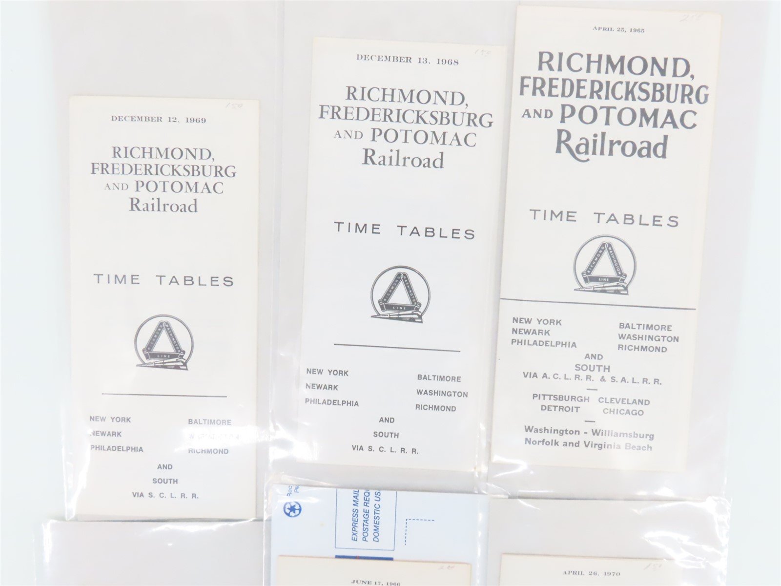 LOT of 13 RF&P Richmond Fredericksburg & Potomac Public Timetables 1960s/1970s