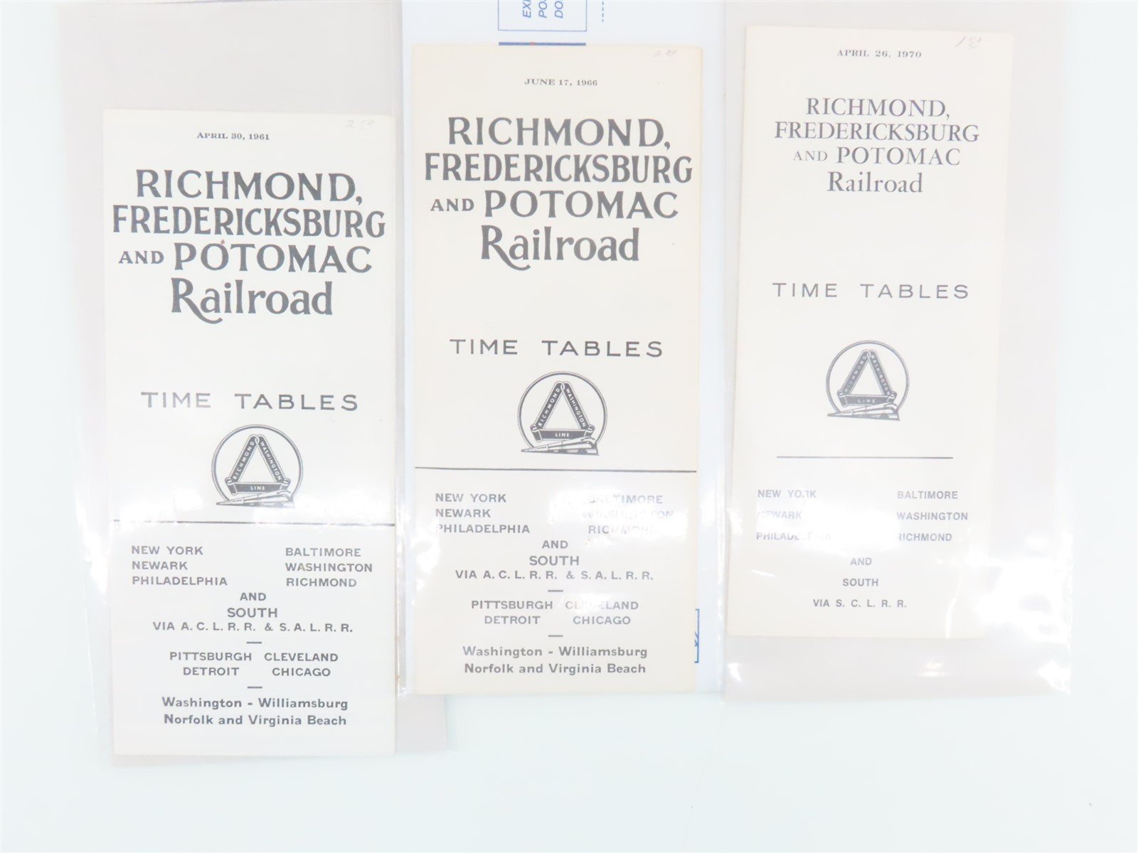 LOT of 13 RF&P Richmond Fredericksburg & Potomac Public Timetables 1960s/1970s