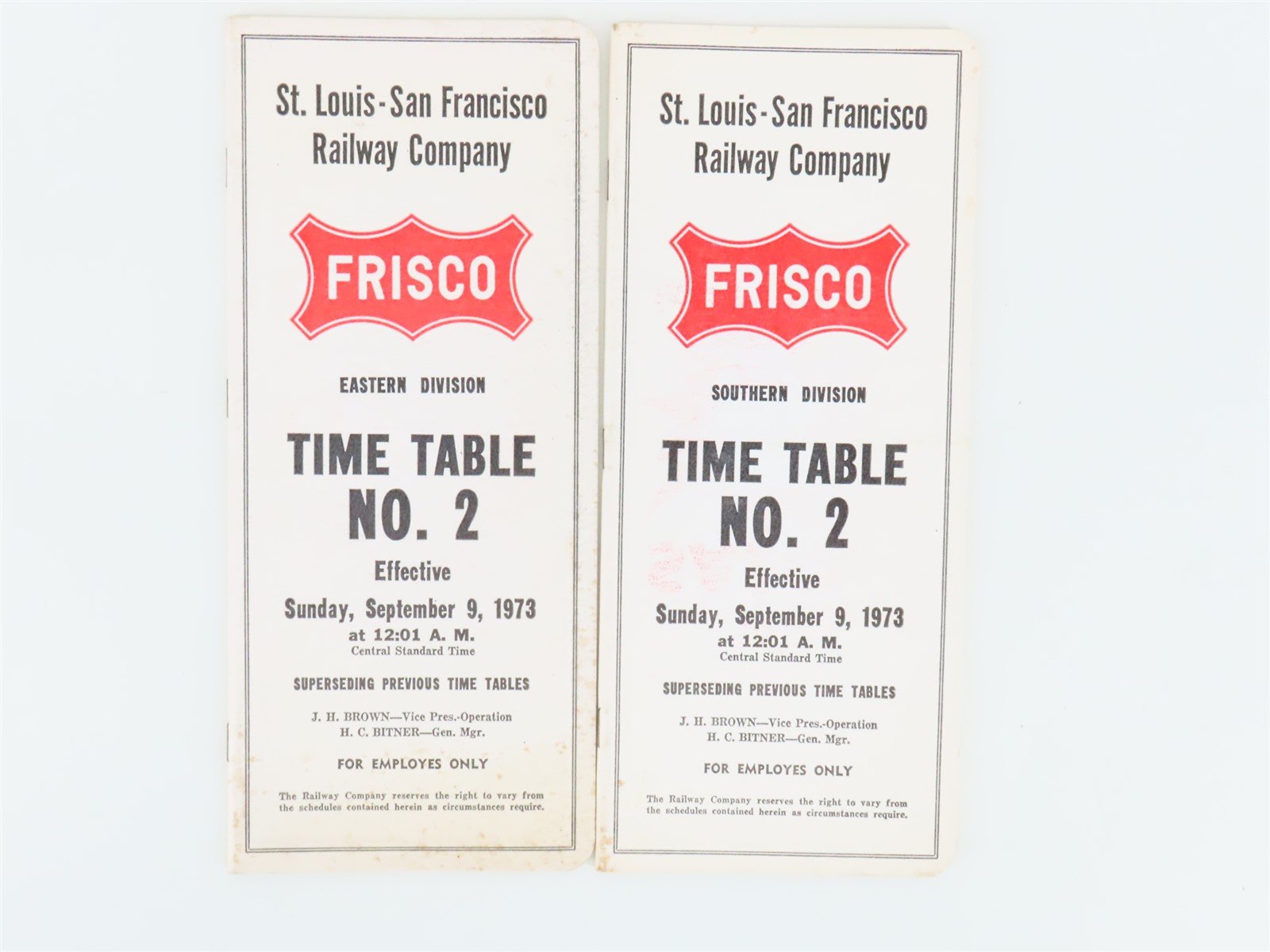 LOT of 8 Vintage SLSF Frisco Railway Employee Timetables 1971, 1973, & 1975
