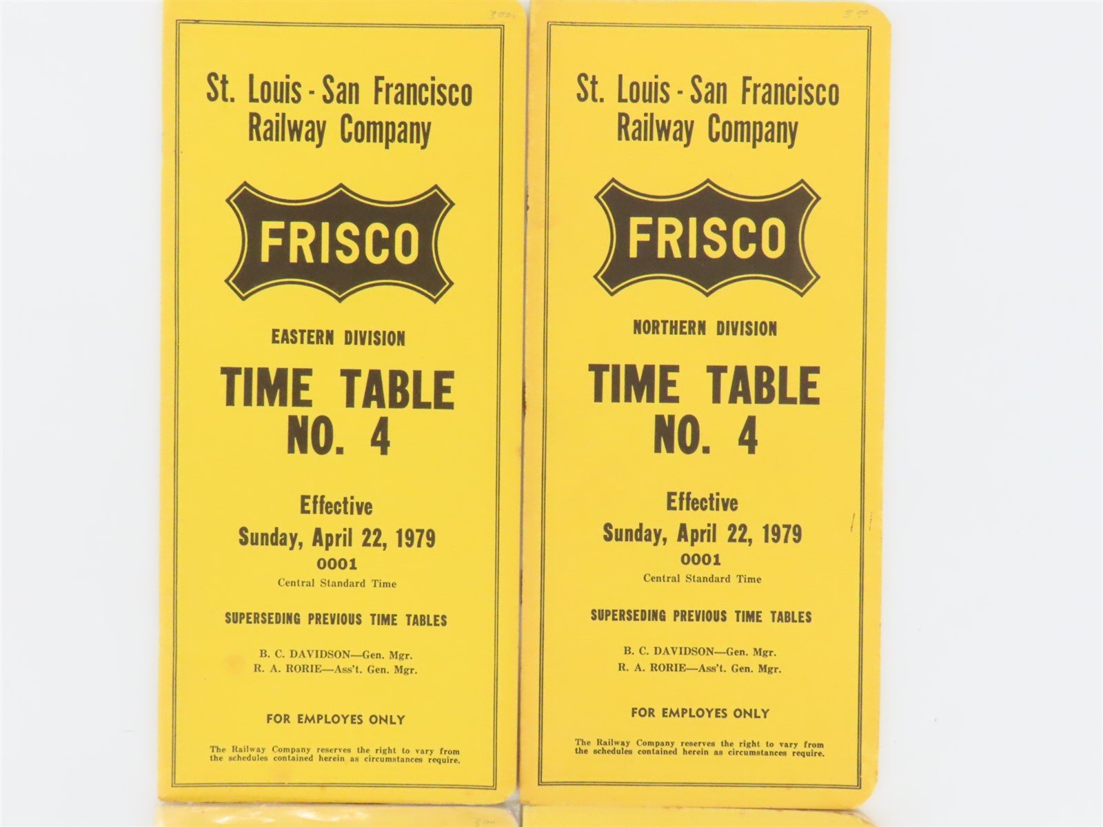 LOT of 8 Vintage SLSF Frisco Railway Employee Timetables 1976 & 1979