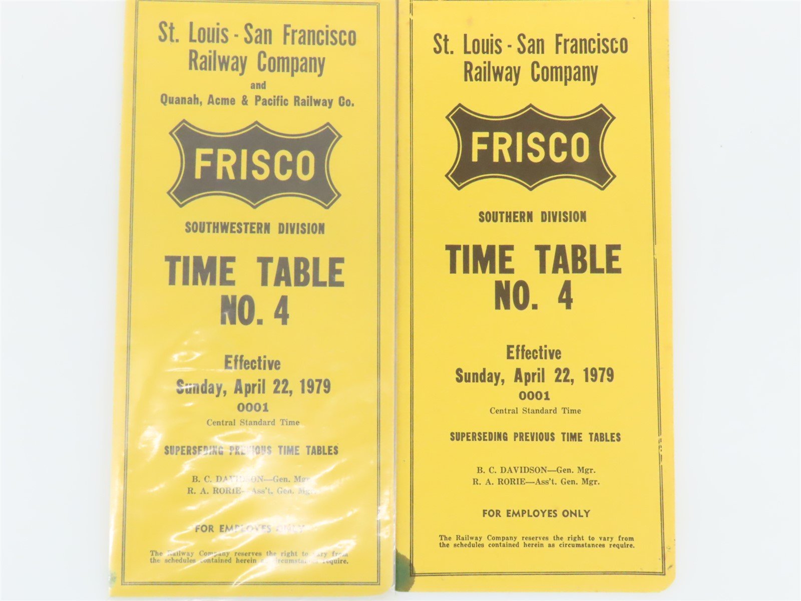 LOT of 8 Vintage SLSF Frisco Railway Employee Timetables 1976 & 1979