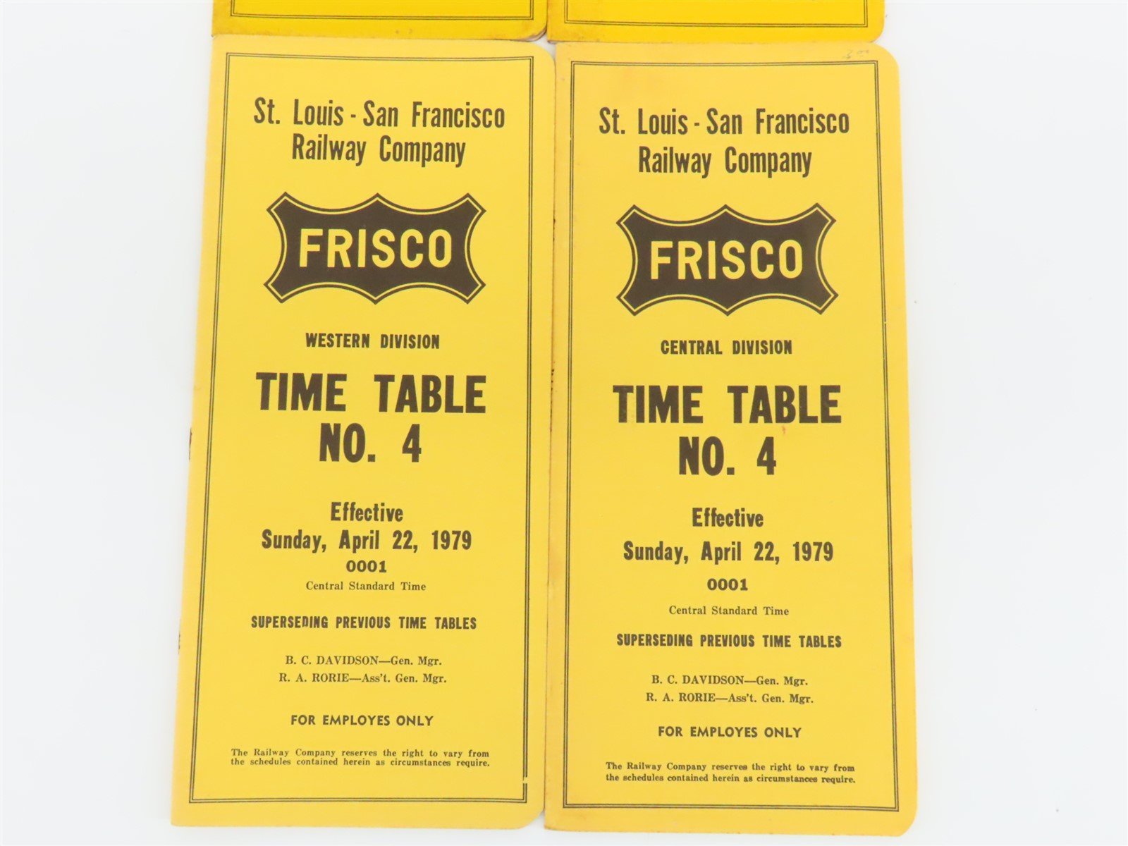 LOT of 8 Vintage SLSF Frisco Railway Employee Timetables 1976 & 1979
