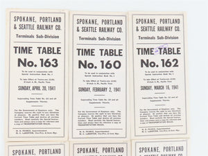 LOT of 10 Vintage SP&S Spokane Portland & Seattle Employee Timetables 1939-1941