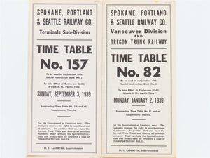 LOT of 10 Vintage SP&S Spokane Portland & Seattle Employee Timetables 1939-1941