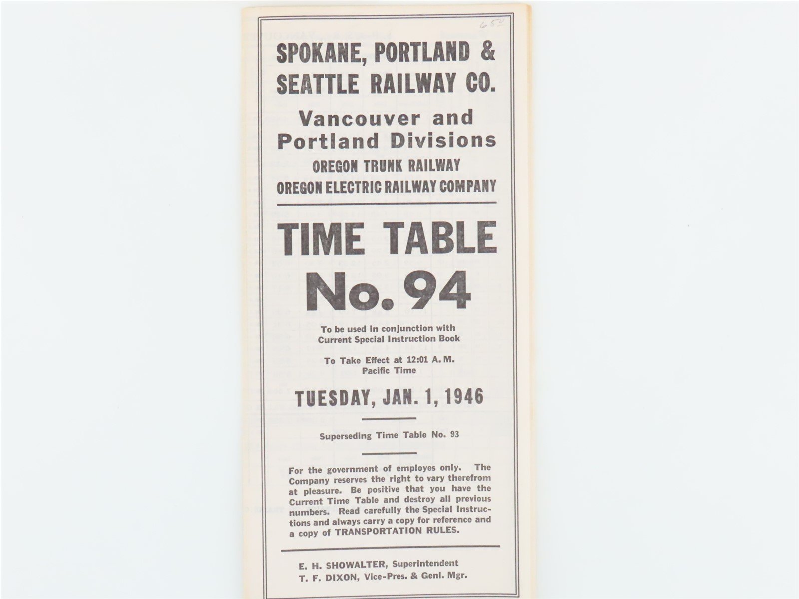 LOT of 7 Vintage SP&S Spokane Portland & Seattle Employee Timetables 1940s