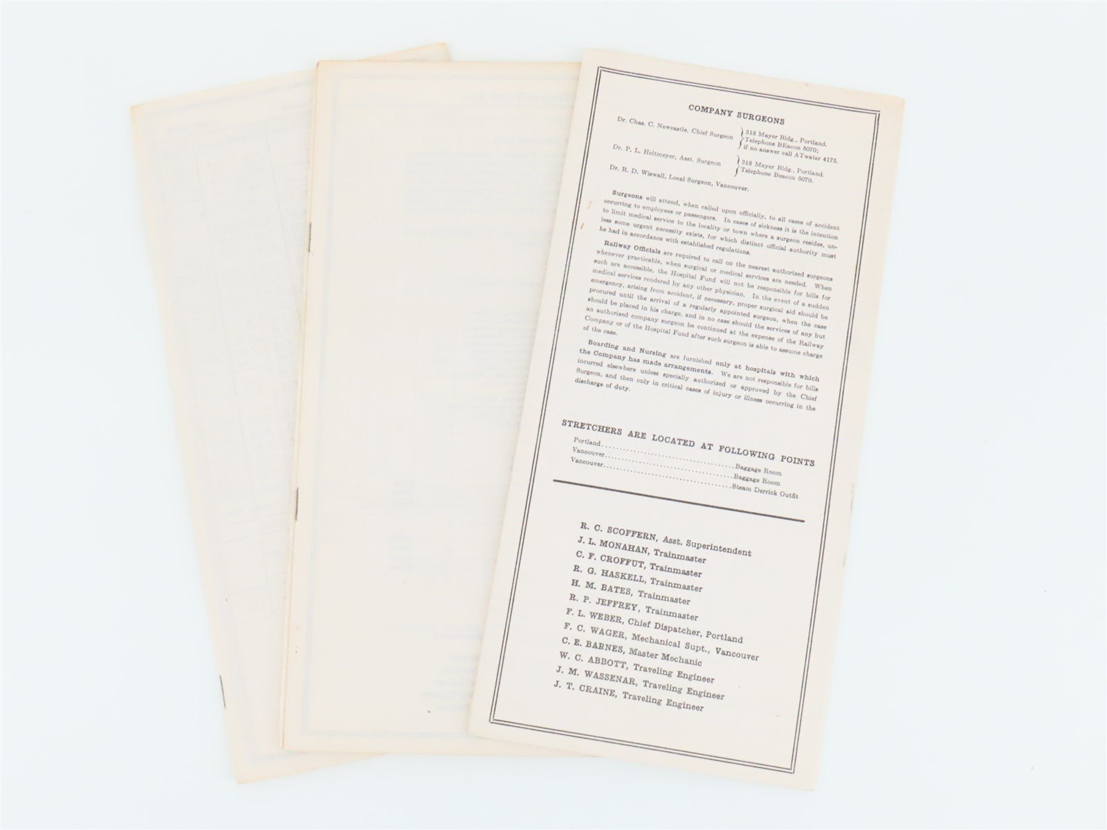 LOT of 7 Vintage SP&S Spokane Portland & Seattle Employee Timetables 1940s