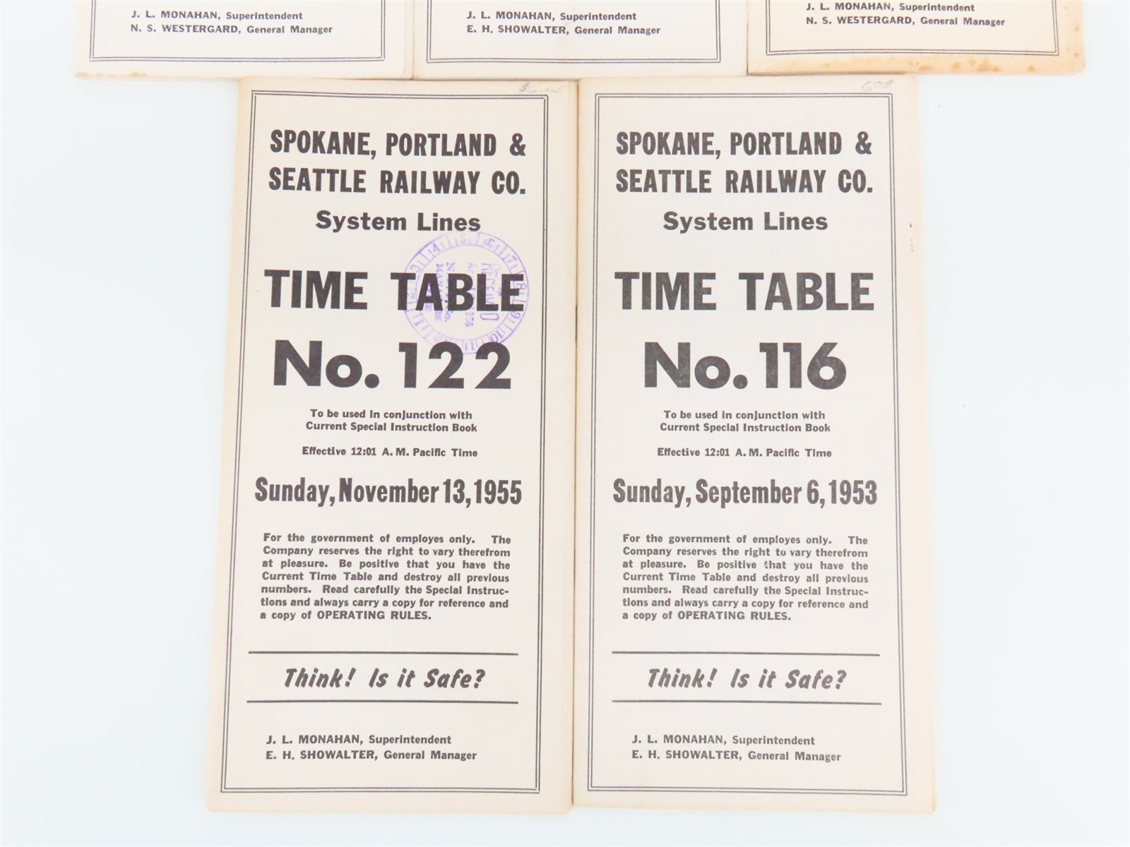 LOT of 9 Vintage SP&S Spokane Portland & Seattle Employee Timetables 1950s-60s