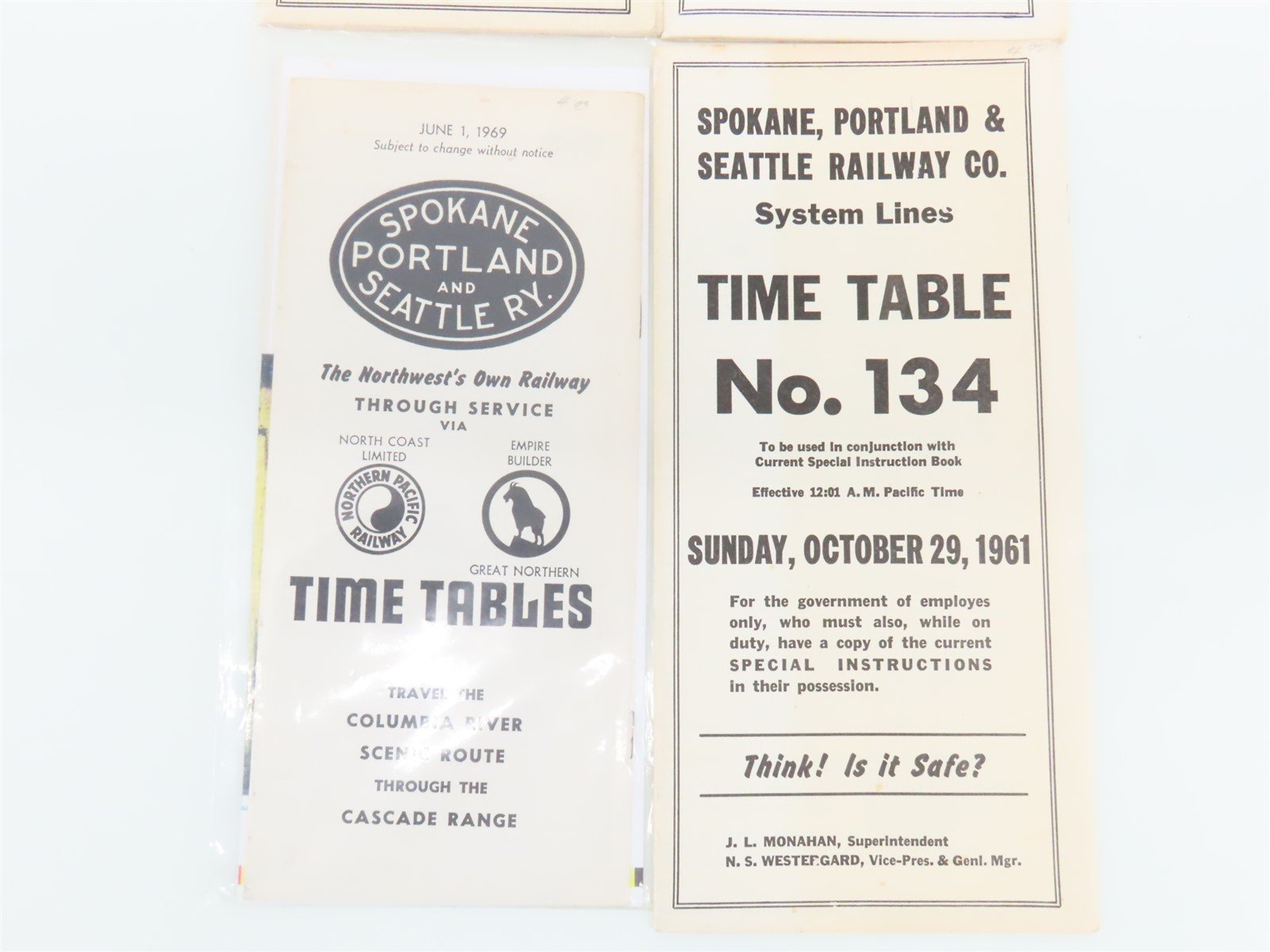 LOT of 9 Vintage SP&S Spokane Portland & Seattle Employee Timetables 1950s-60s