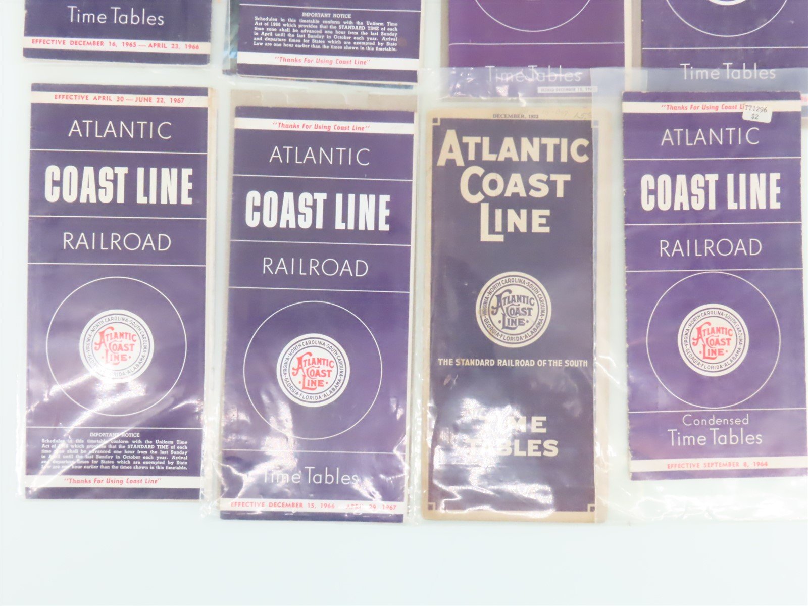 LOT of 17 ACL Atlantic Coast Line Railroad Public Timetables 1923 & 1960s