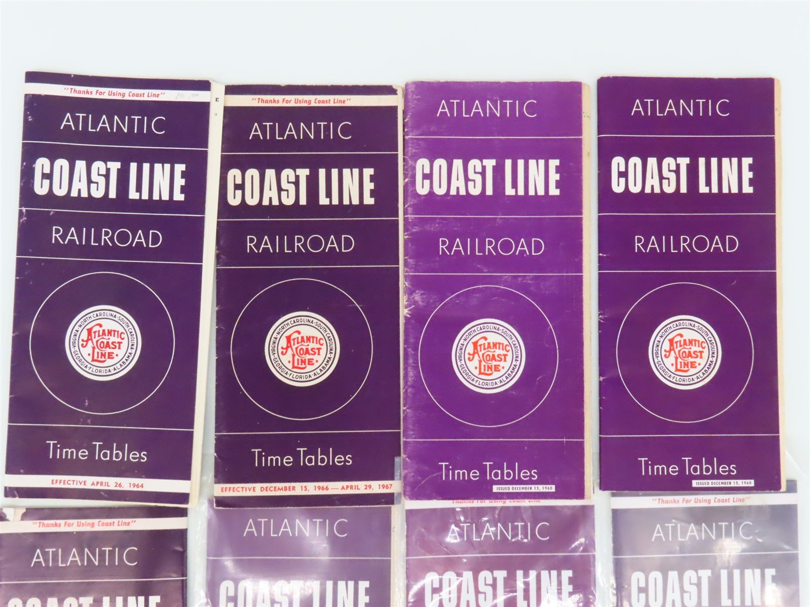 LOT of 17 ACL Atlantic Coast Line Railroad Public Timetables 1923 & 1960s