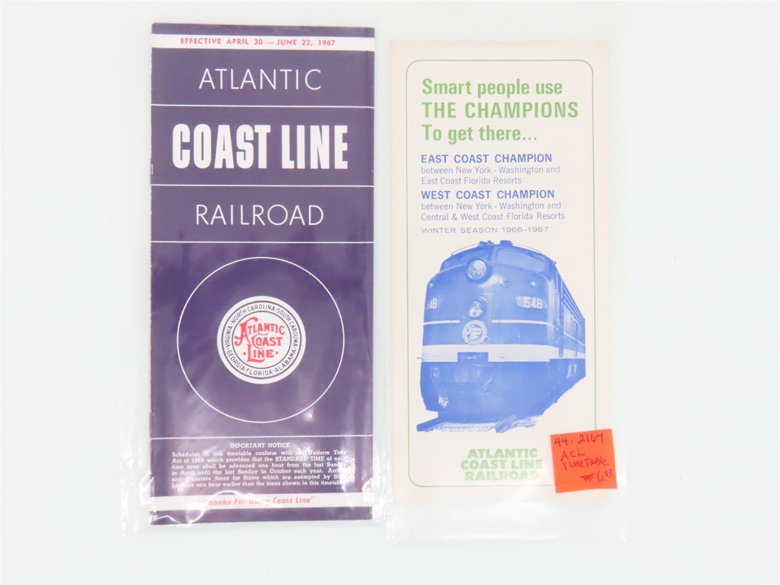 LOT of 17 ACL Atlantic Coast Line Railroad Public Timetables 1923 & 1960s
