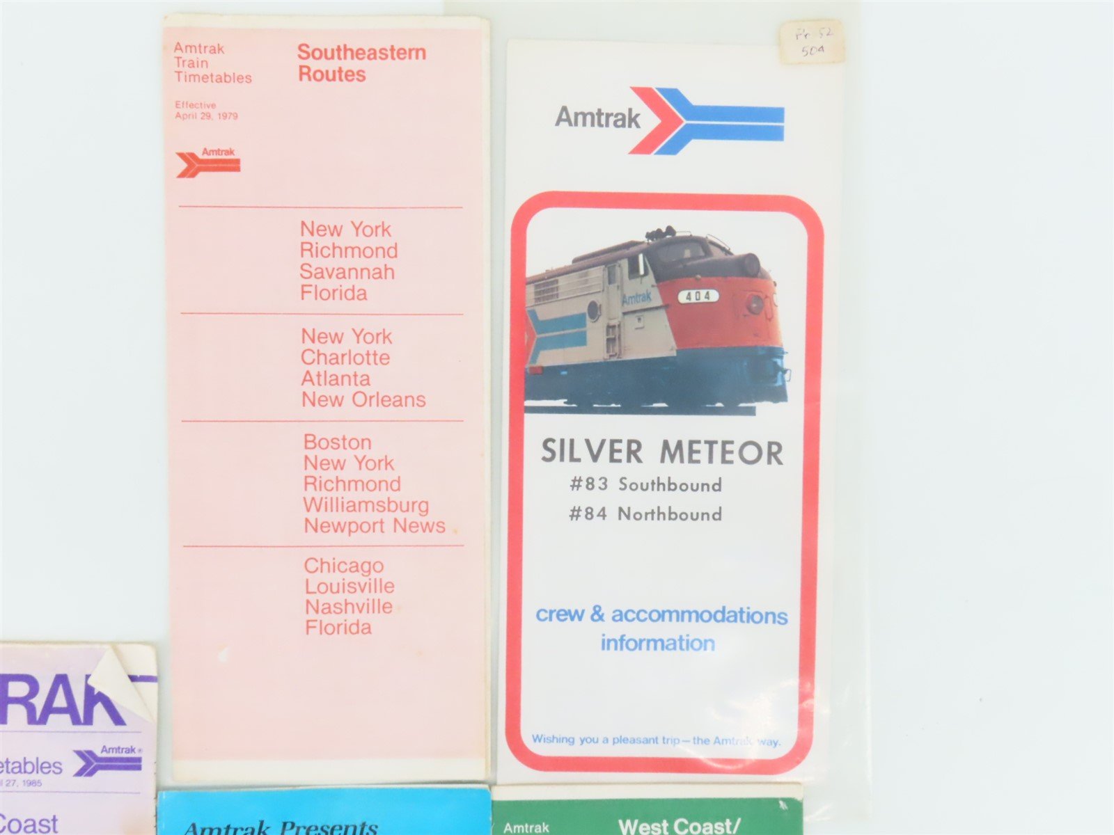 LOT of 19+ AMTK Amtrak Public Timetables, Menu, Car Spotter Book, & More