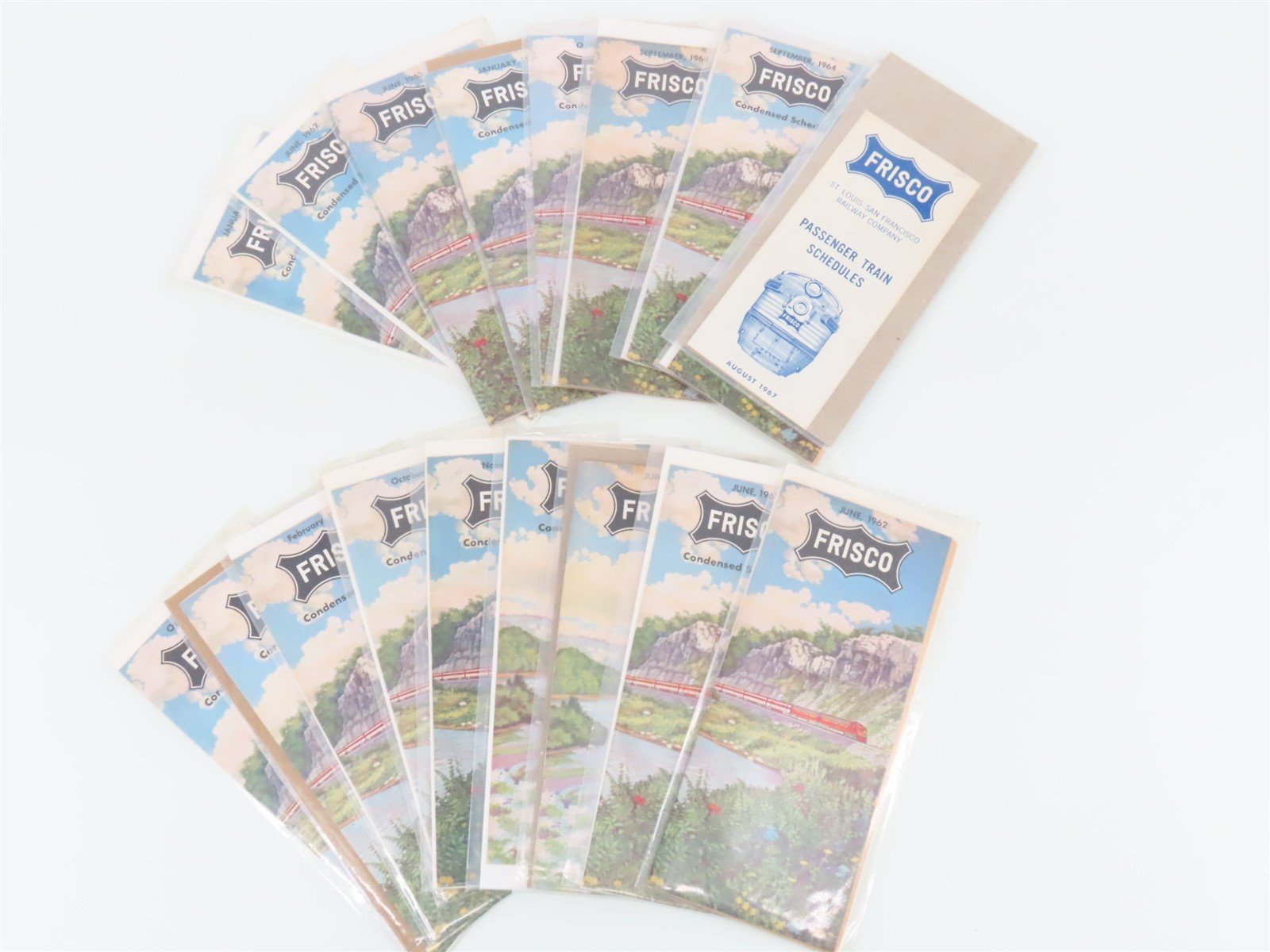 LOT of 17 Vintage SLSF Frisco Railway Public Timetables 1950s/60s