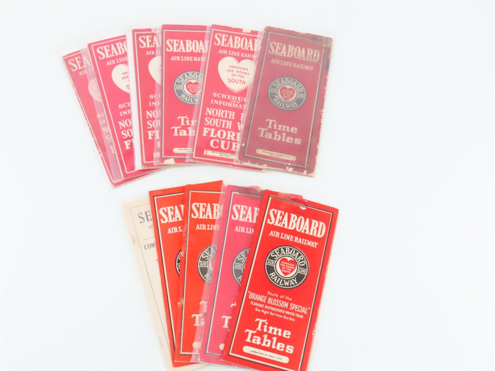 LOT of 11 Antique/Vintage SAL Seaboard Air Line Railway Public Timetables 1920s