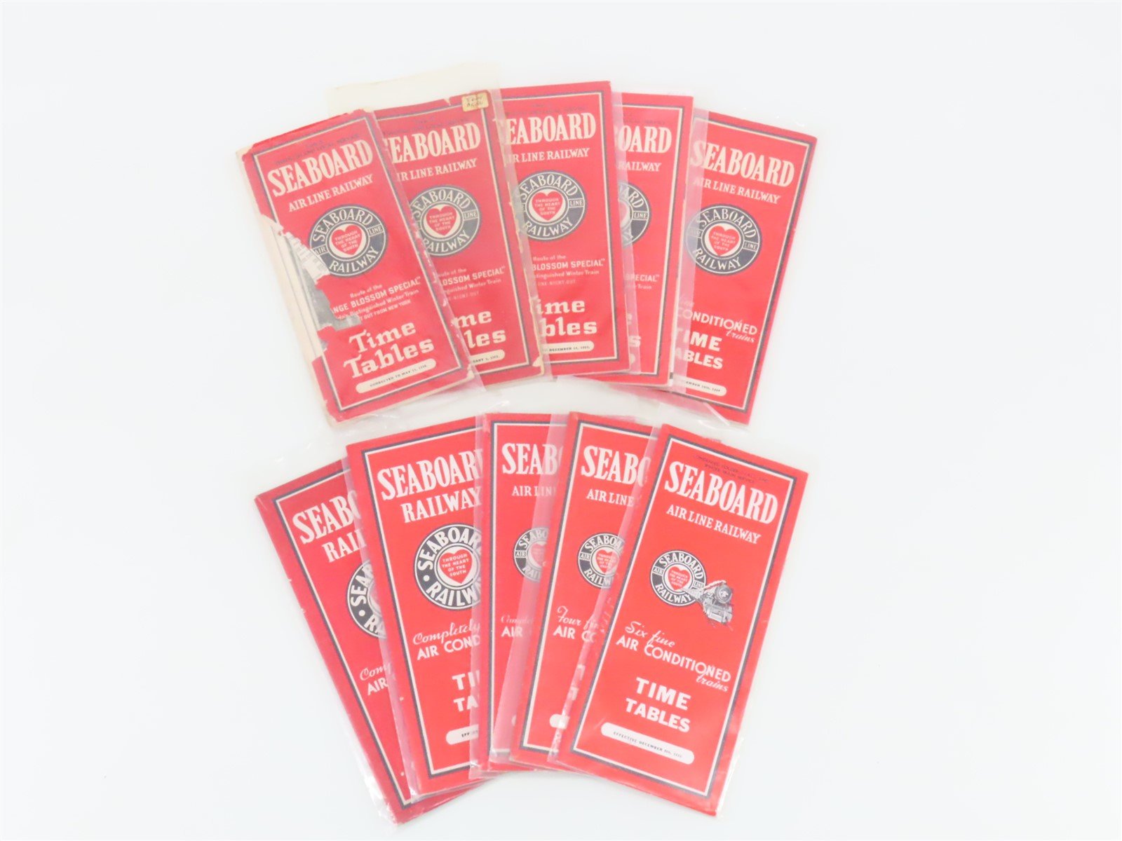 LOT of 10 Vintage SAL Seaboard Air Line Railway Public Timetables 1930-1939