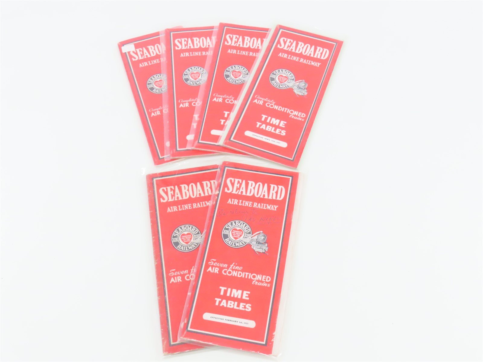 LOT of 6 Vintage SAL Seaboard Air Line Railway Public Timetables 1937
