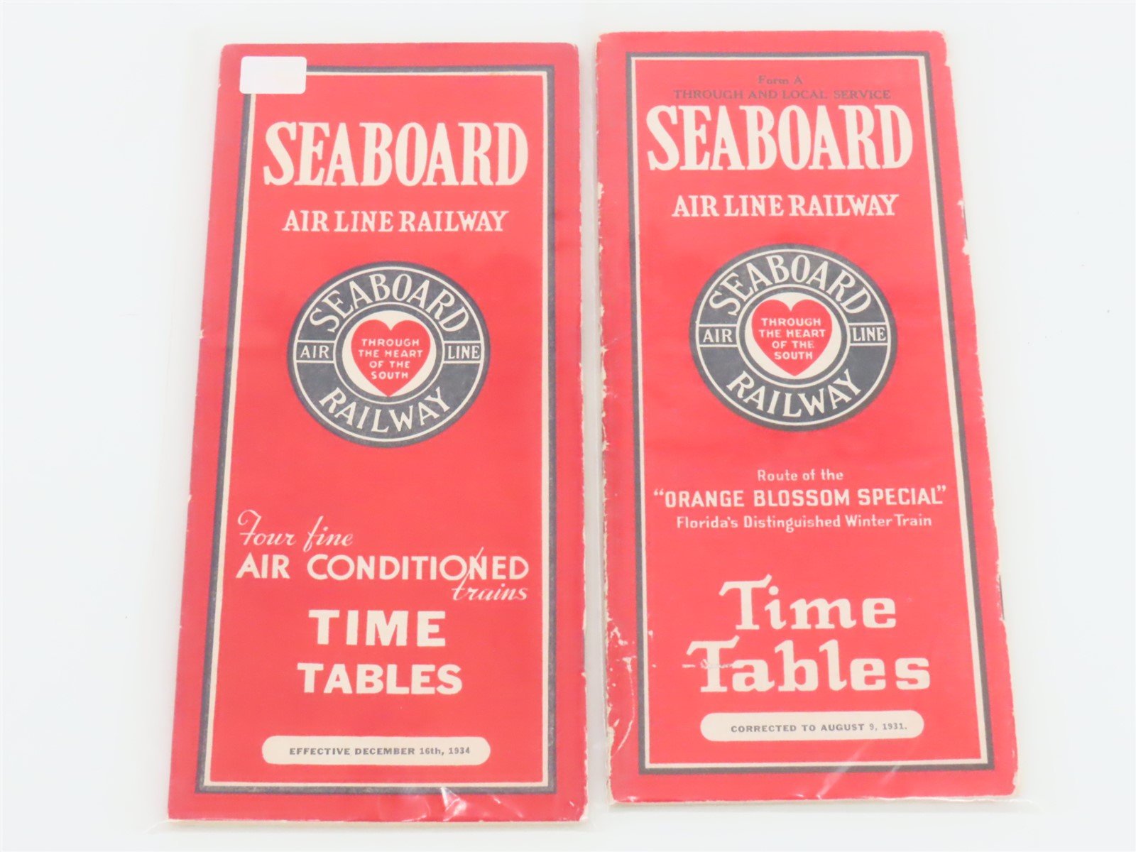 LOT of 6 Vintage SAL Seaboard Air Line Public Timetables 1931, 1933, & 1934