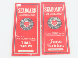LOT of 6 Vintage SAL Seaboard Air Line Public Timetables 1931, 1933, & 1934