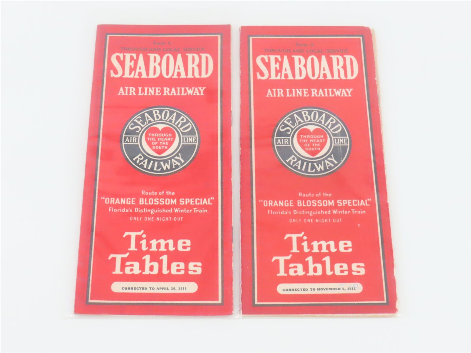 LOT of 6 Vintage SAL Seaboard Air Line Public Timetables 1931, 1933, & 1934